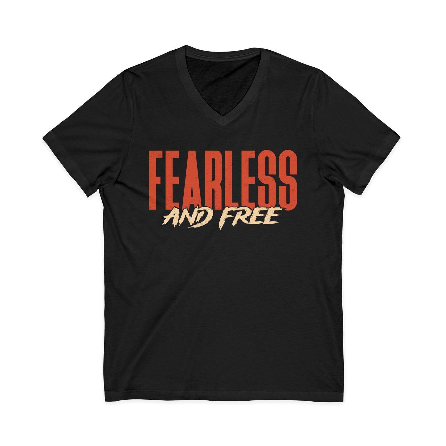 "Fearless & Free” Women’s V-Neck Christian T-Shirt | 2 Timothy 1:7 Scripture Tee