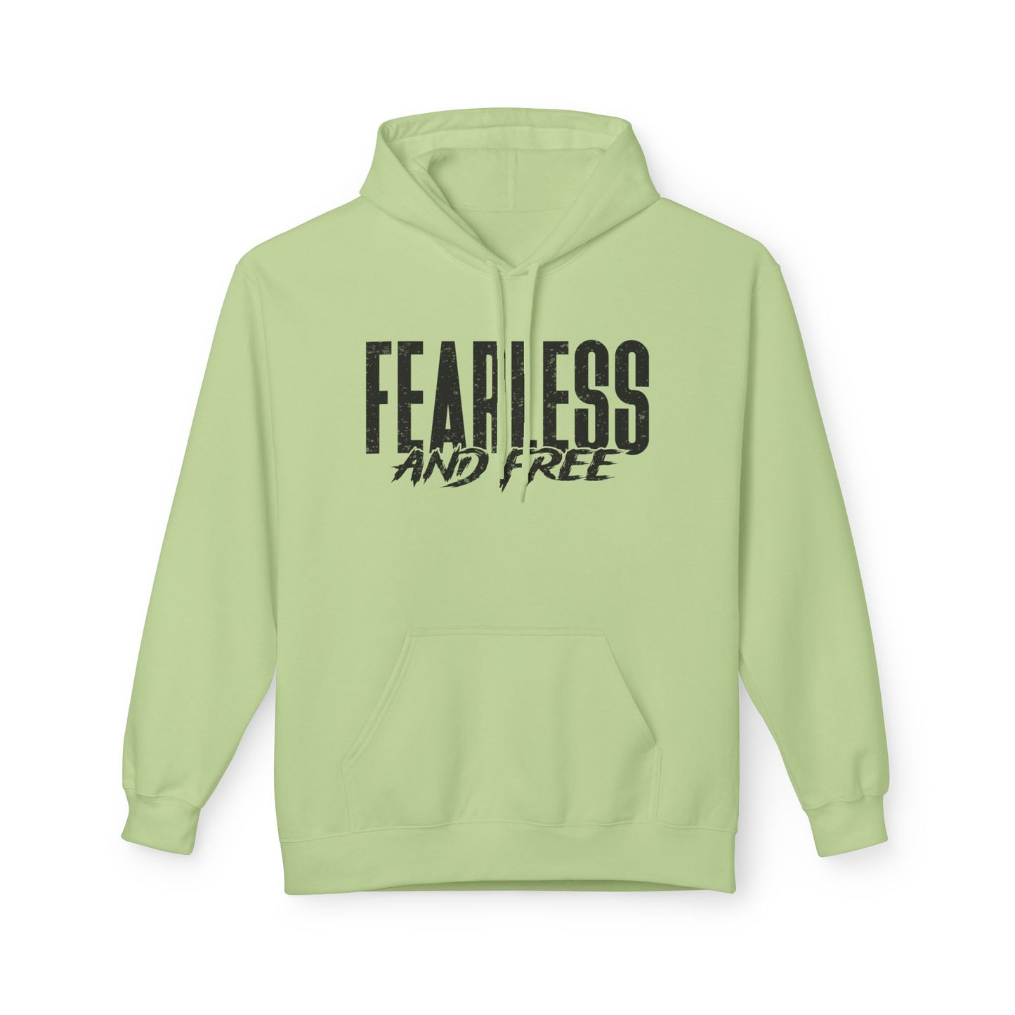 “Fearless & Free” Christian Hoodie – Black Print | 2 Timothy 1:7 | Bold Faithwear for Men & Women