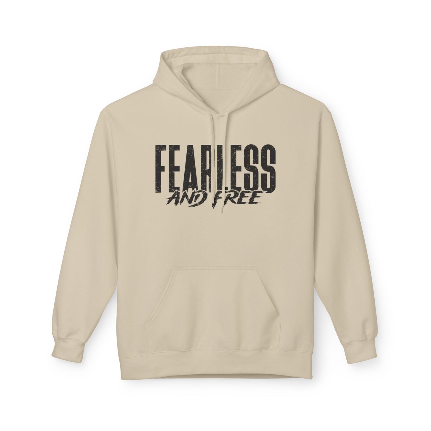 “Fearless & Free” Christian Hoodie – Black Print | 2 Timothy 1:7 | Bold Faithwear for Men & Women