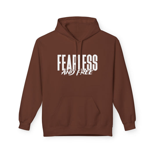 “Fearless & Free” Christian Hoodie – White Print | 2 Timothy 1:7 | Power • Love • Sound Mind