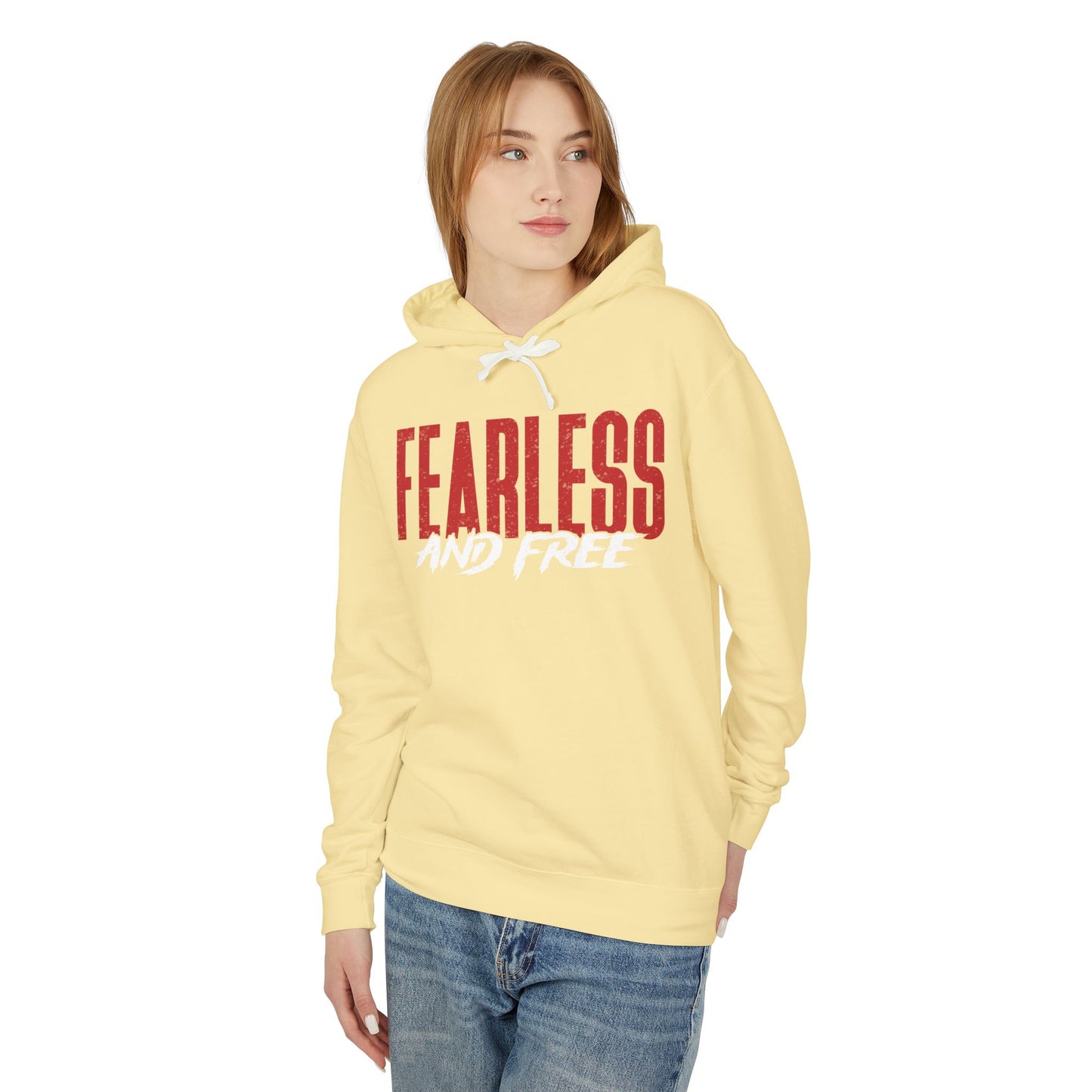 "Fearless & Free" Hoodie – Red & White Edition | Power • Love • Sound Mind