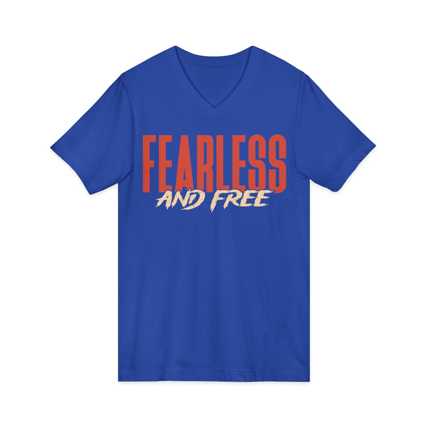 "Fearless & Free” Men’s V-Neck Christian T-Shirt | Power • Love • Sound Mind – 2 Tim 1:7