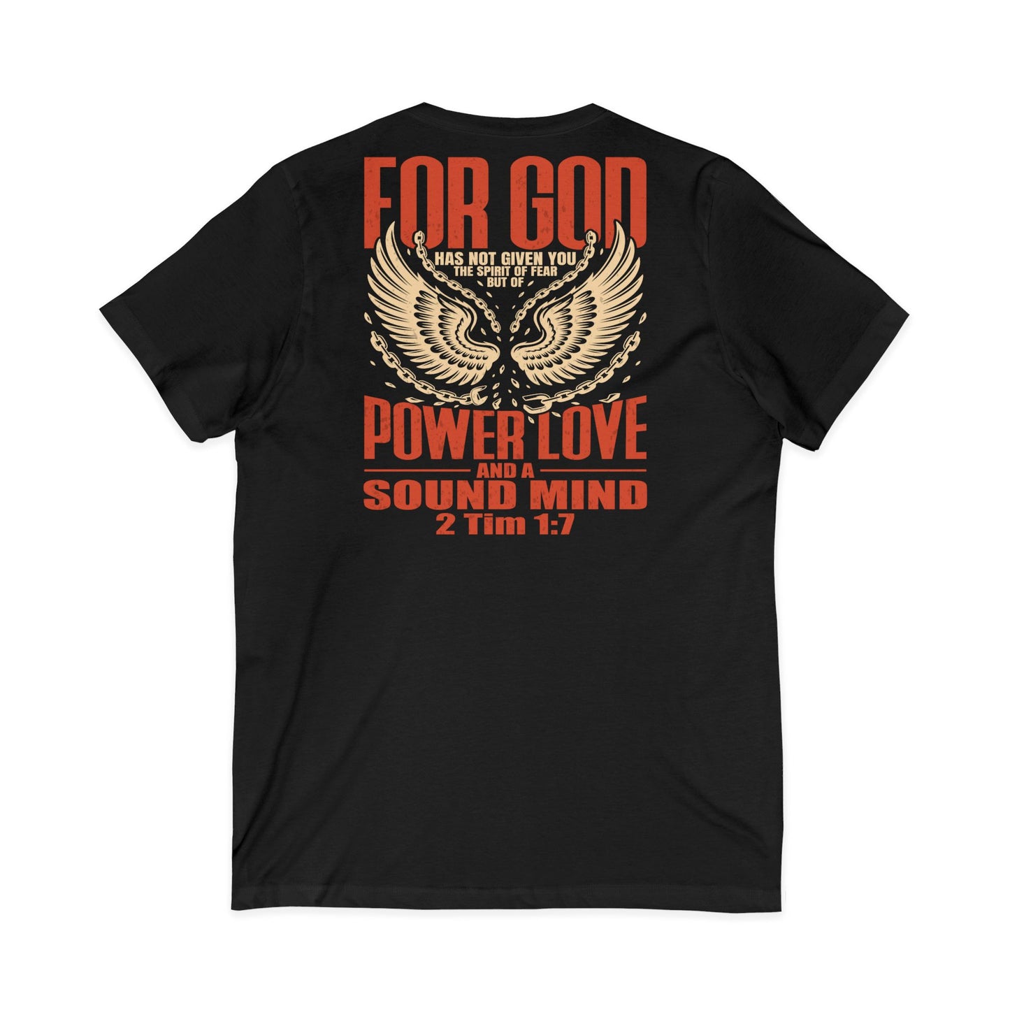 "Fearless & Free” Men’s V-Neck Christian T-Shirt | Power • Love • Sound Mind – 2 Tim 1:7