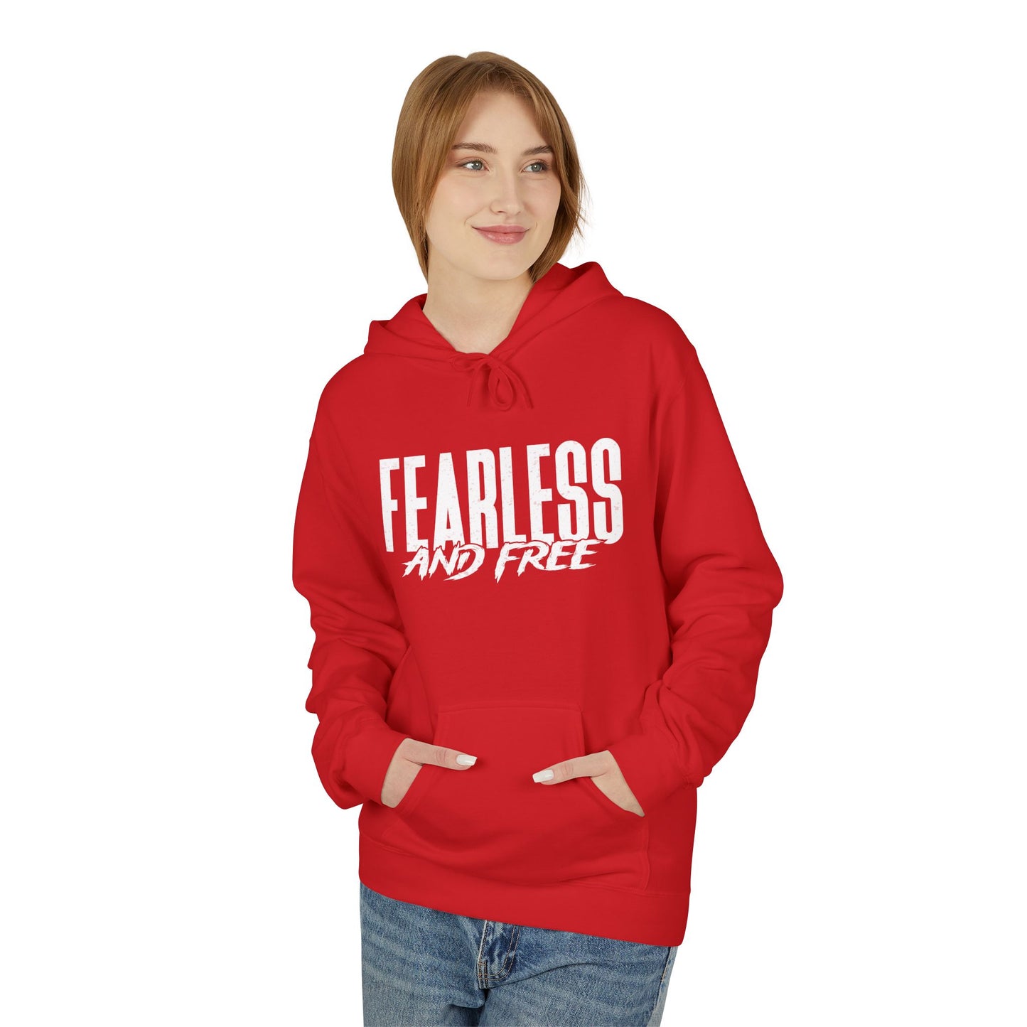 “Fearless & Free” Christian Hoodie – White Print | 2 Timothy 1:7 | Power • Love • Sound Mind
