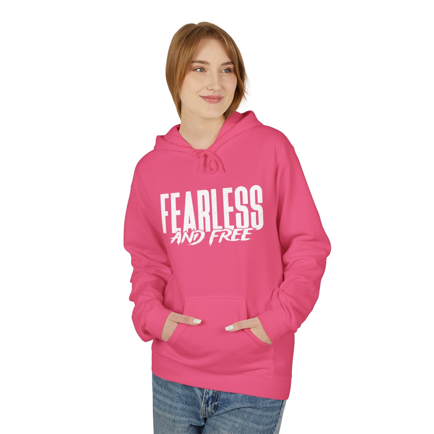 “Fearless & Free” Christian Hoodie – White Print | 2 Timothy 1:7 | Power • Love • Sound Mind