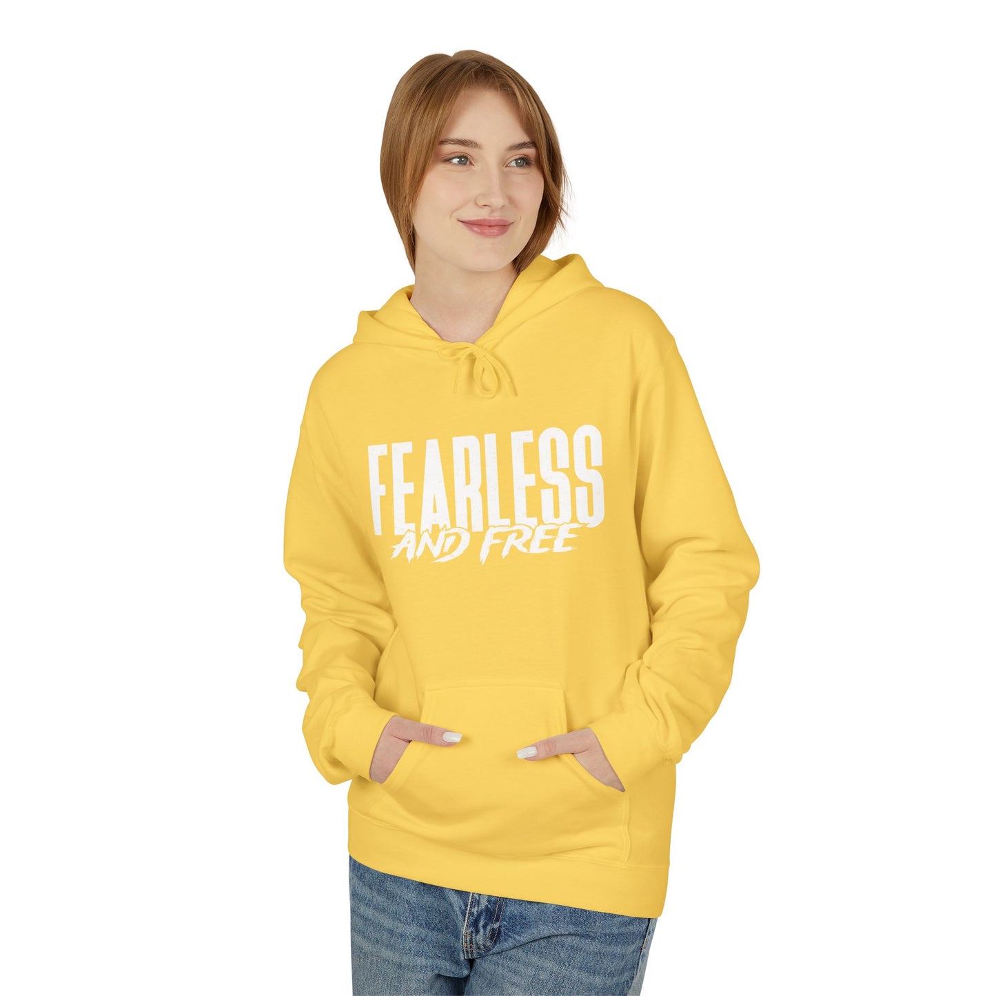 “Fearless & Free” Christian Hoodie – White Print | 2 Timothy 1:7 | Power • Love • Sound Mind