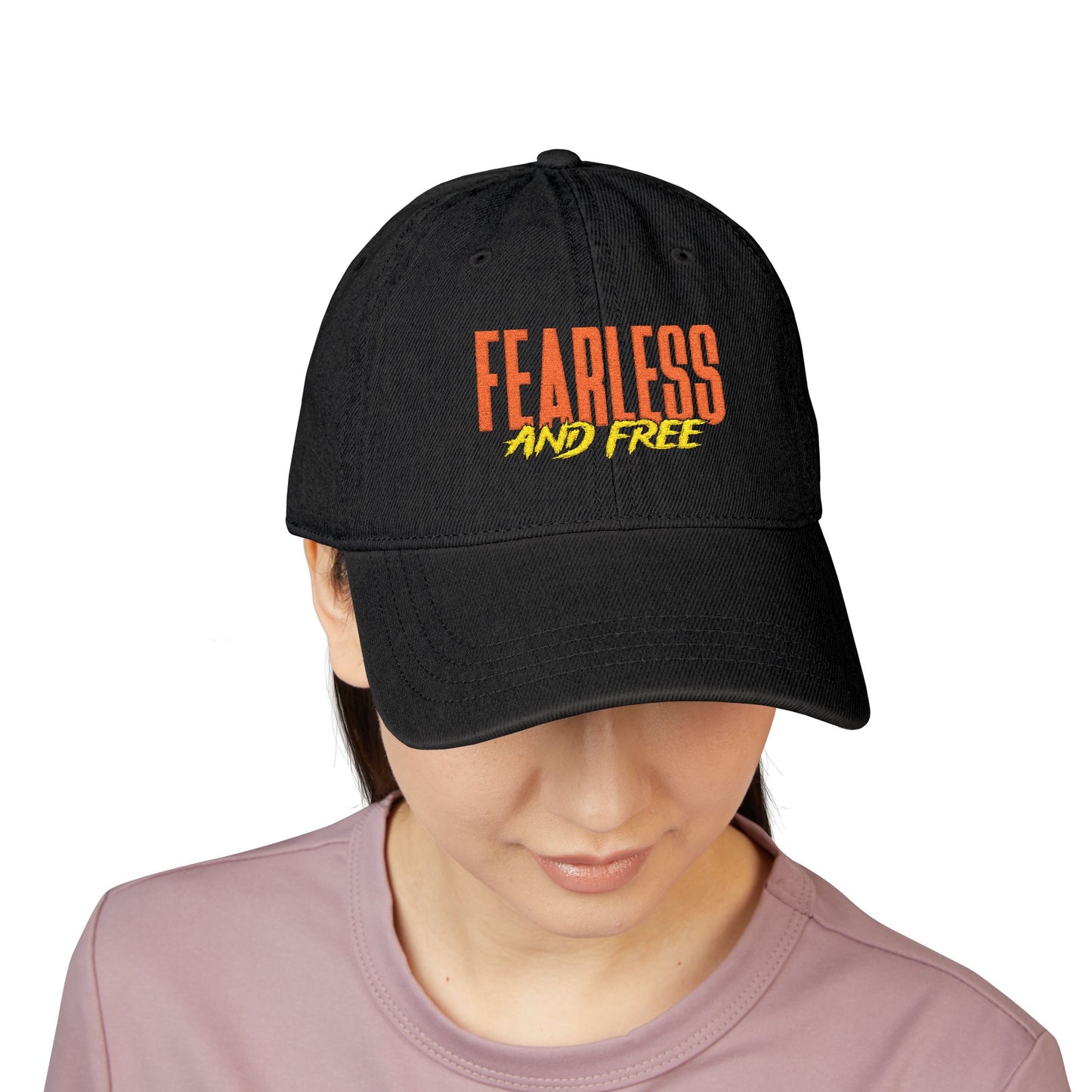 Fearless & Free Embroidered Denim Hat — Casual Women's Embroidery Cap