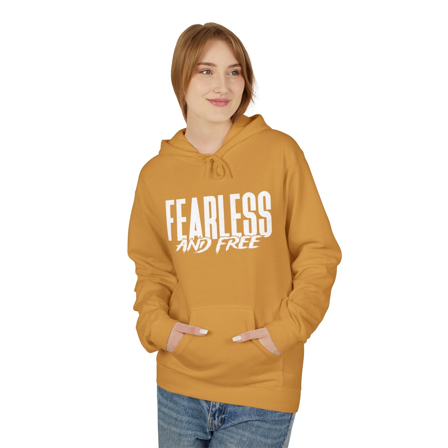 “Fearless & Free” Christian Hoodie – White Print | 2 Timothy 1:7 | Power • Love • Sound Mind