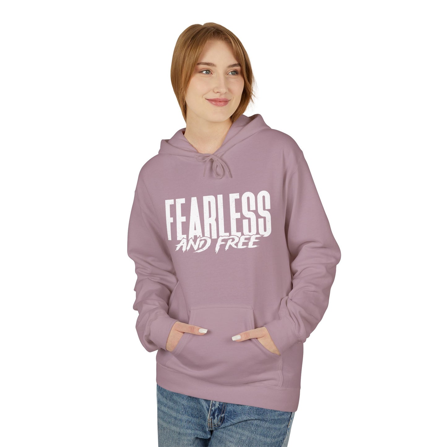 “Fearless & Free” Christian Hoodie – White Print | 2 Timothy 1:7 | Power • Love • Sound Mind