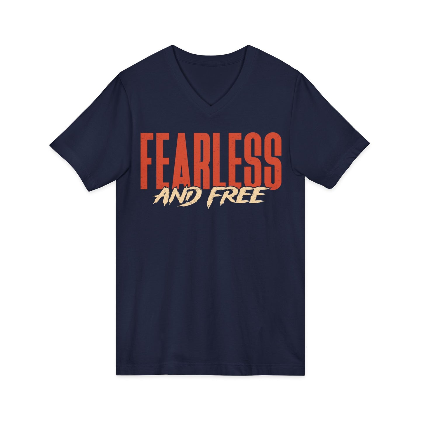 "Fearless & Free” Men’s V-Neck Christian T-Shirt | Power • Love • Sound Mind – 2 Tim 1:7