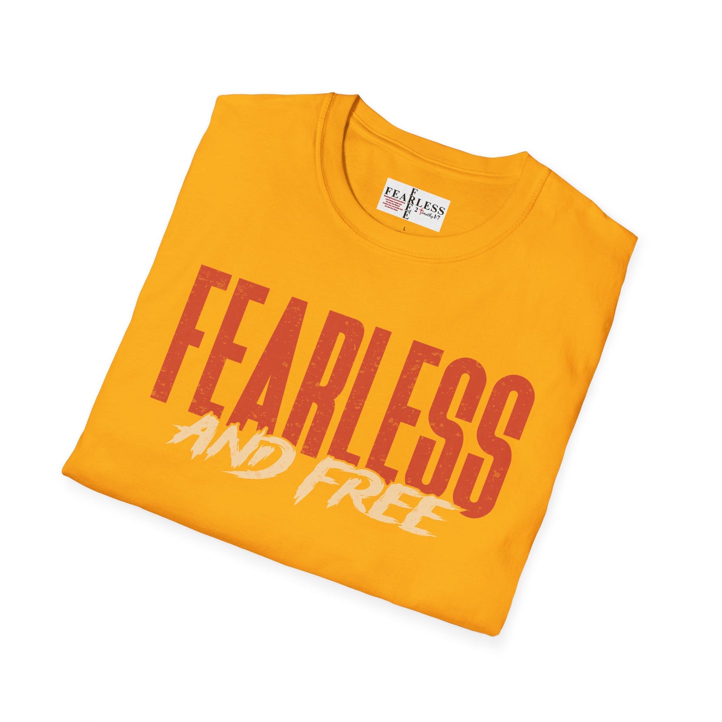 Fearless and Free Unisex Softstyle T-Shirt - Christian Apparel, Inspirational Tee, Motivational Clothing, Faith-Based Gift, Everyday Wear