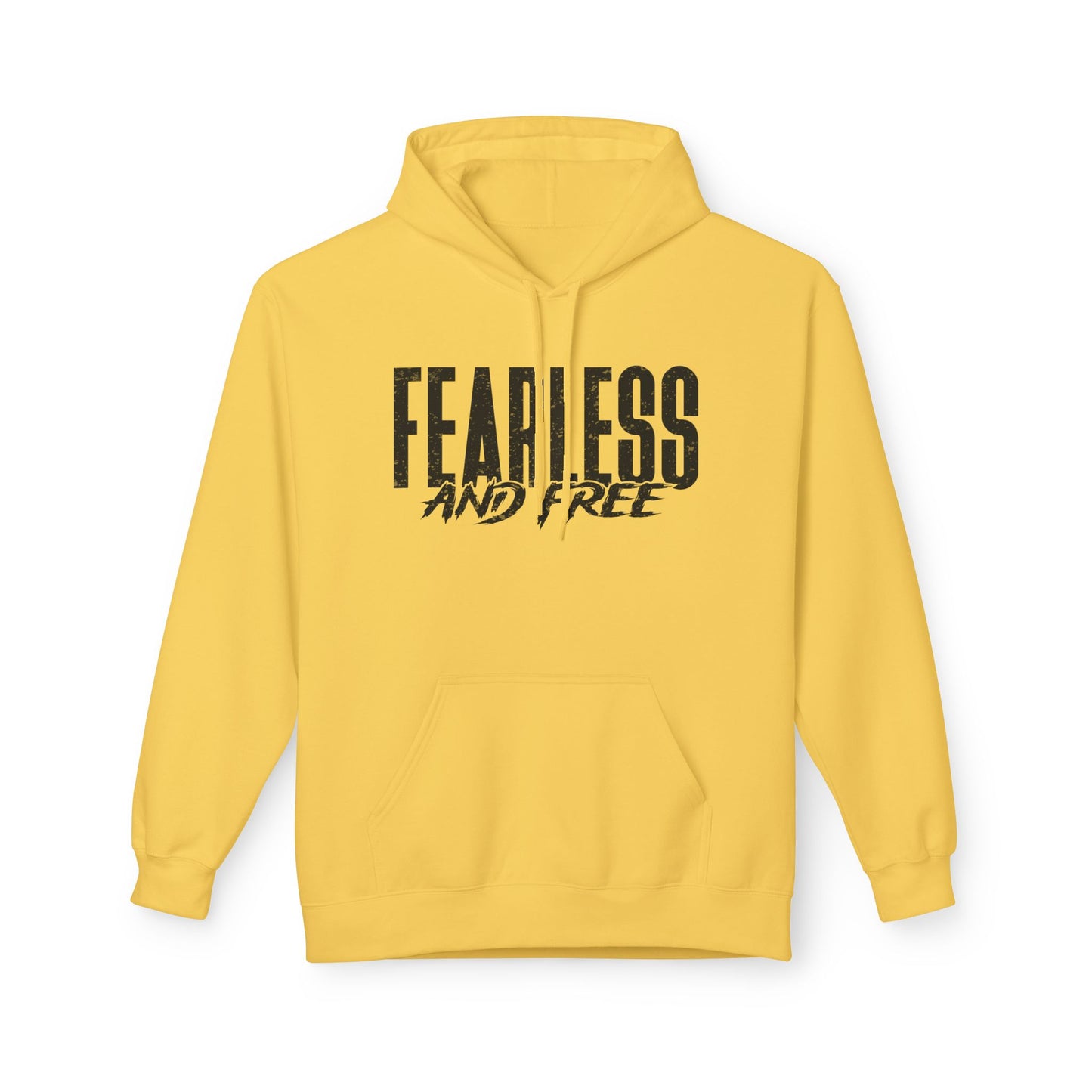 “Fearless & Free” Christian Hoodie – Black Print | 2 Timothy 1:7 | Bold Faithwear for Men & Women