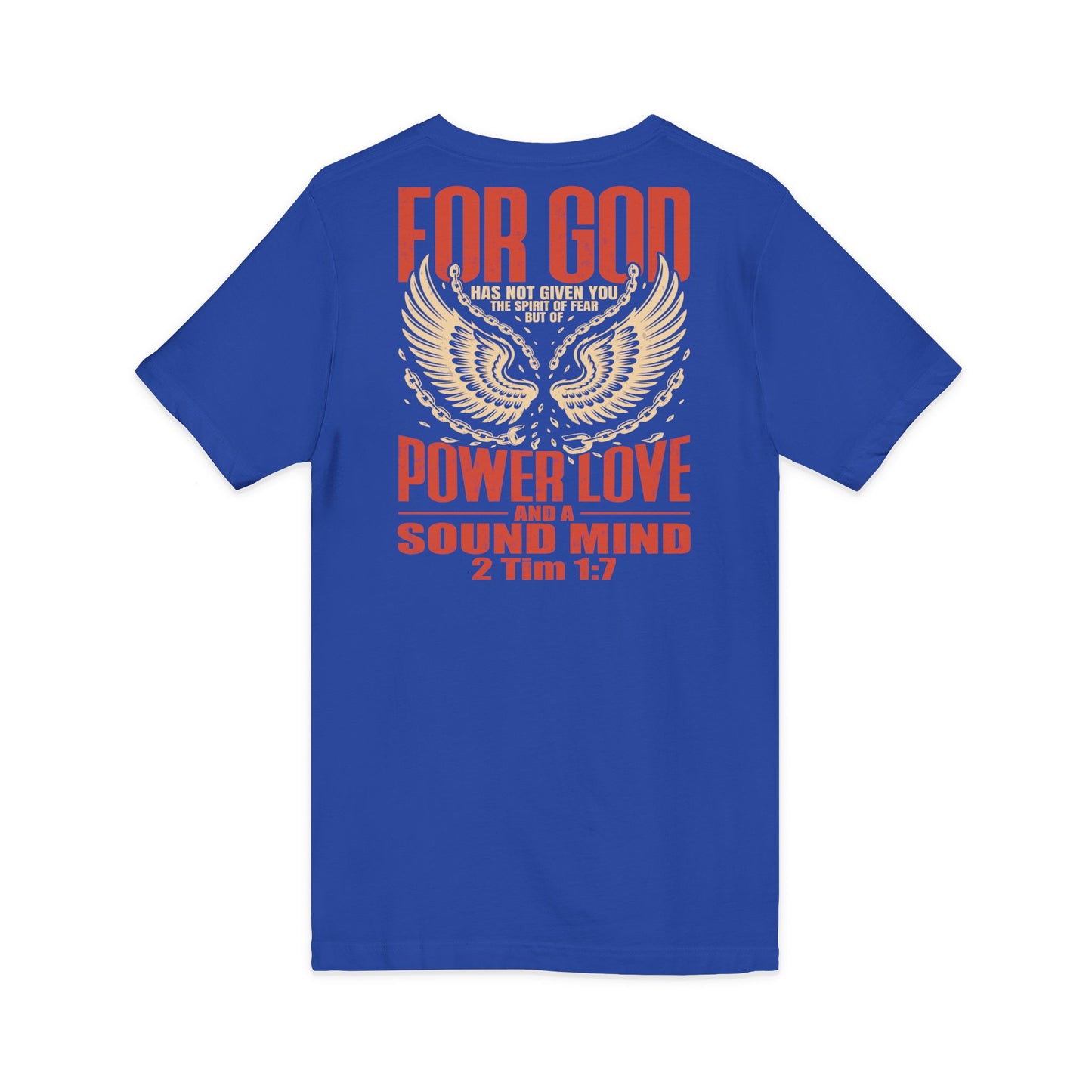 "Fearless & Free” Men’s V-Neck Christian T-Shirt | Power • Love • Sound Mind – 2 Tim 1:7