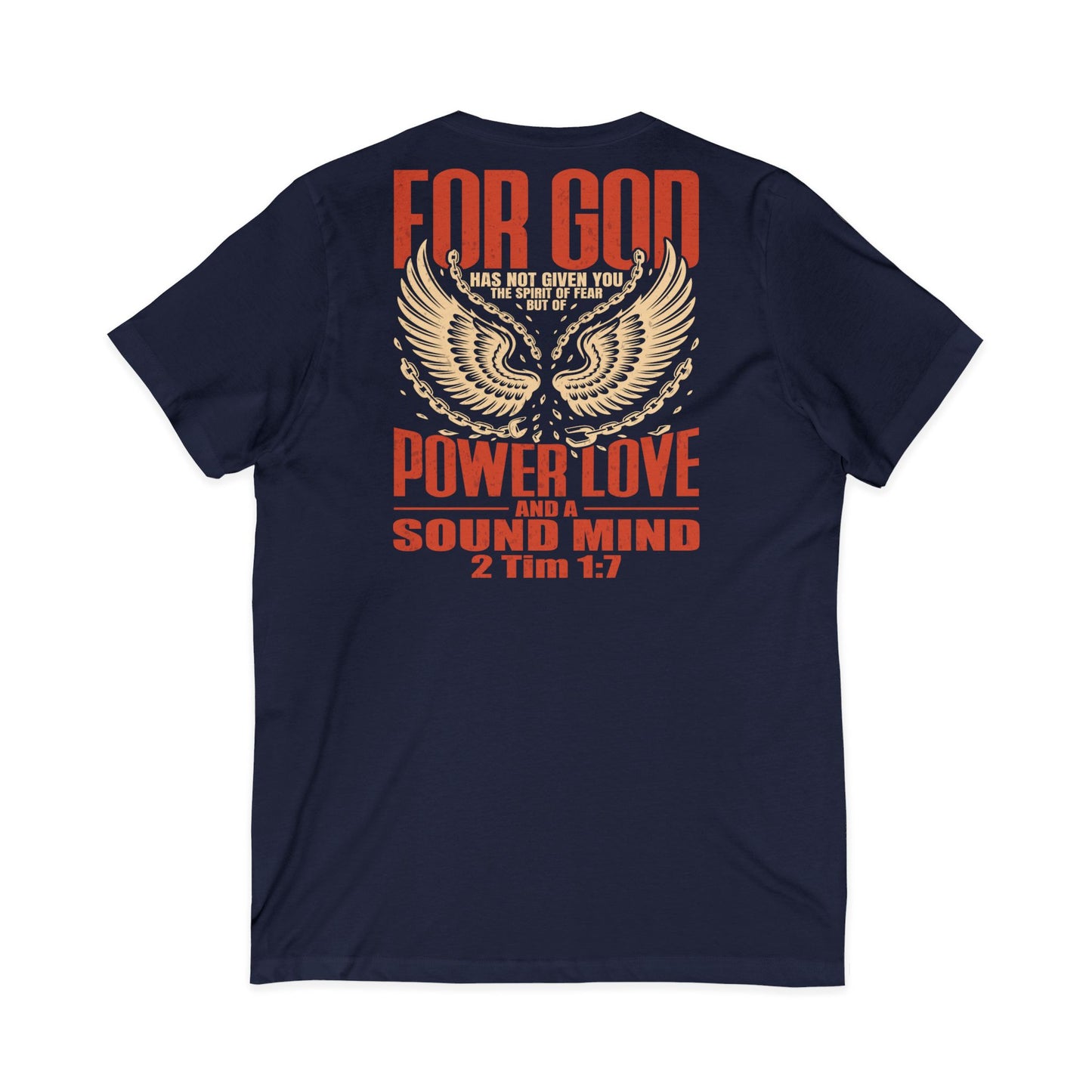 "Fearless & Free” Men’s V-Neck Christian T-Shirt | Power • Love • Sound Mind – 2 Tim 1:7
