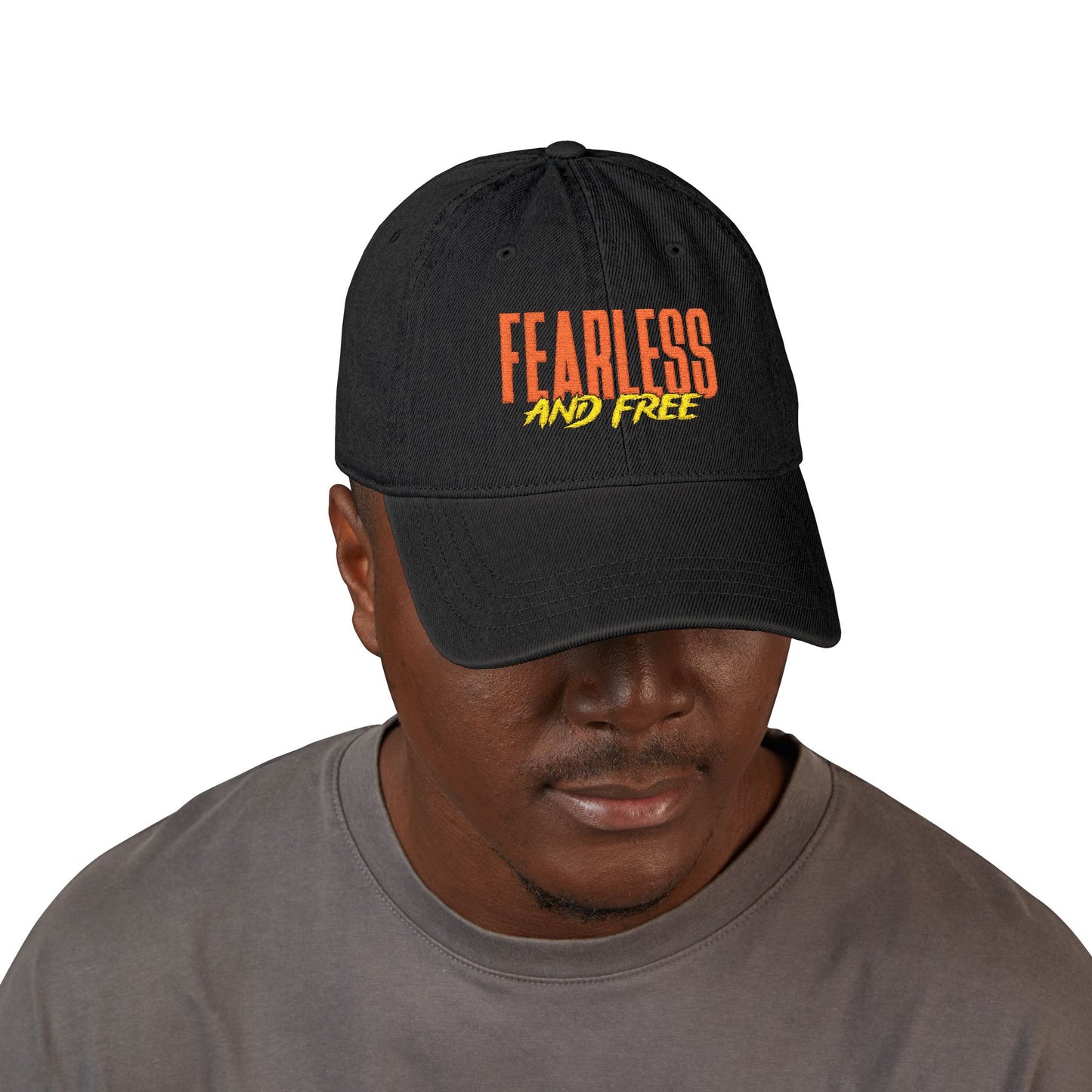 Fearless & Free Embroidered Denim Hat — Casual Women's Embroidery Cap