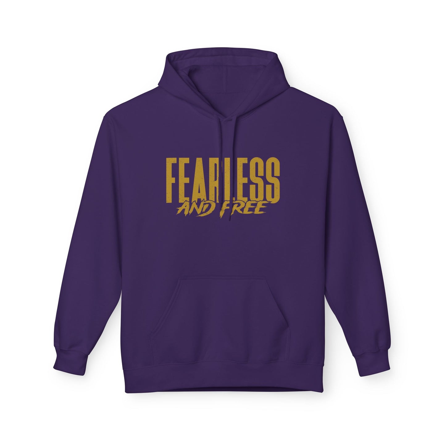 “Fearless & Free” Christian Hoodie – Gold Print | 2 Timothy 1:7 Scripture | Faith Over Fear