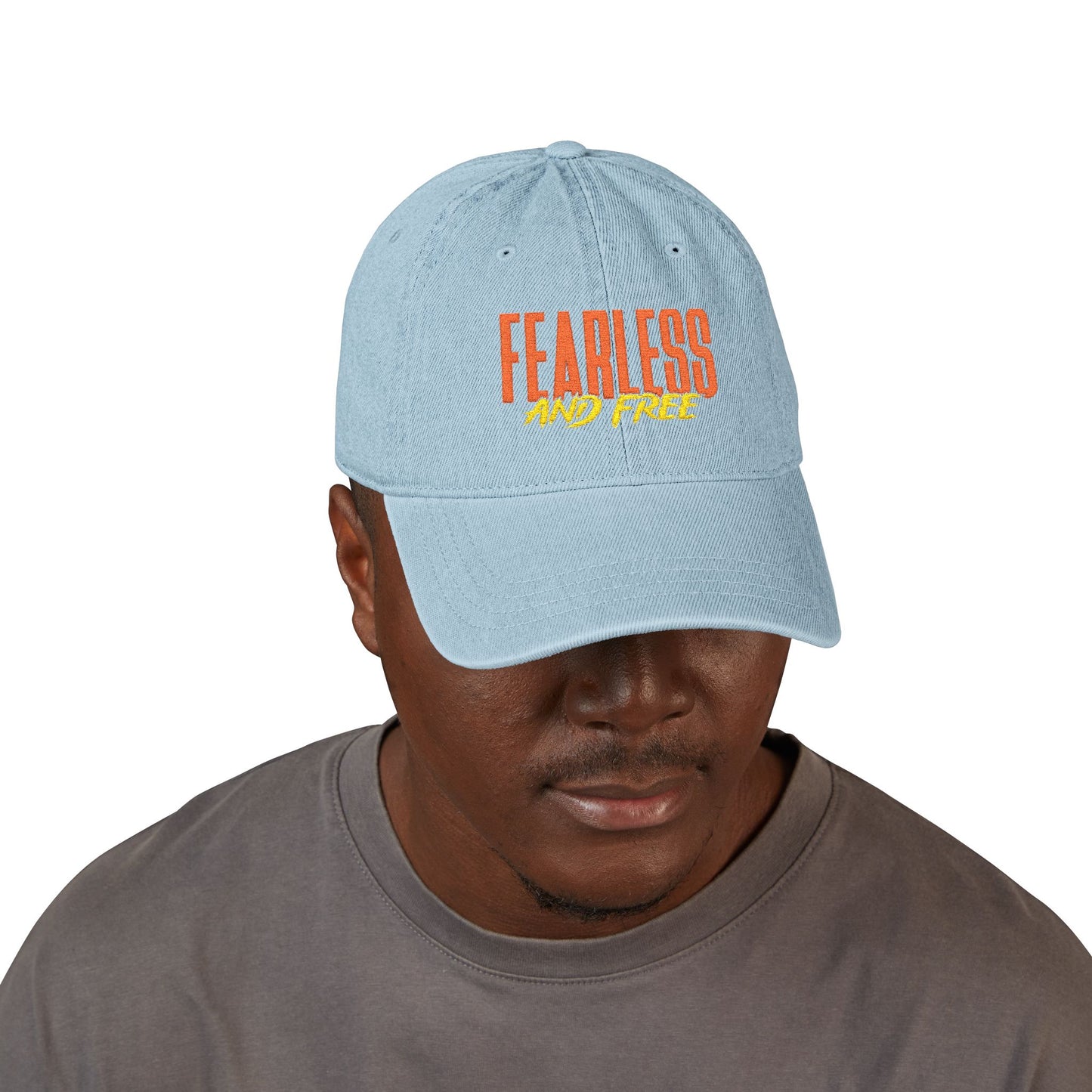 Fearless & Free Embroidered Denim Hat — Casual Women's Embroidery Cap