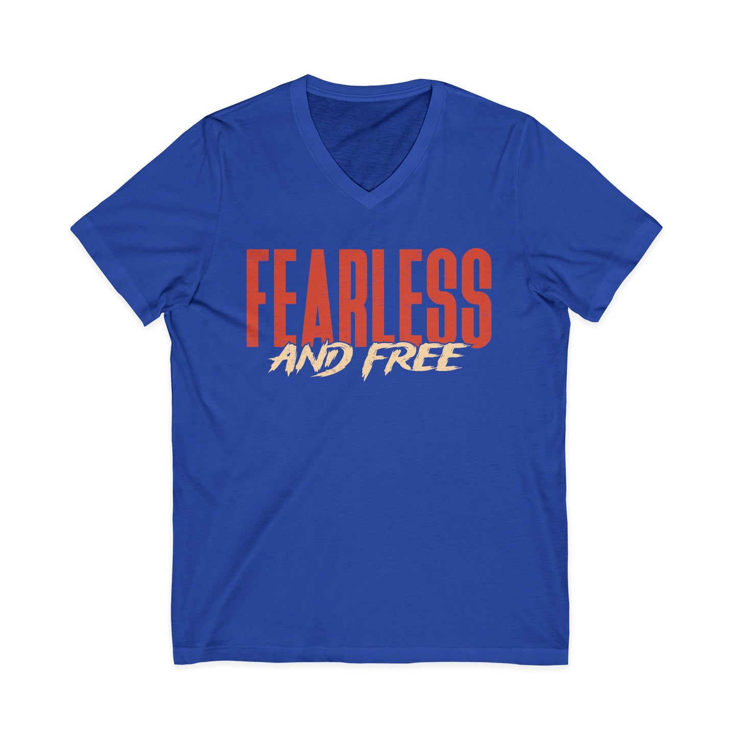 "Fearless & Free” Women’s V-Neck Christian T-Shirt | 2 Timothy 1:7 Scripture Tee