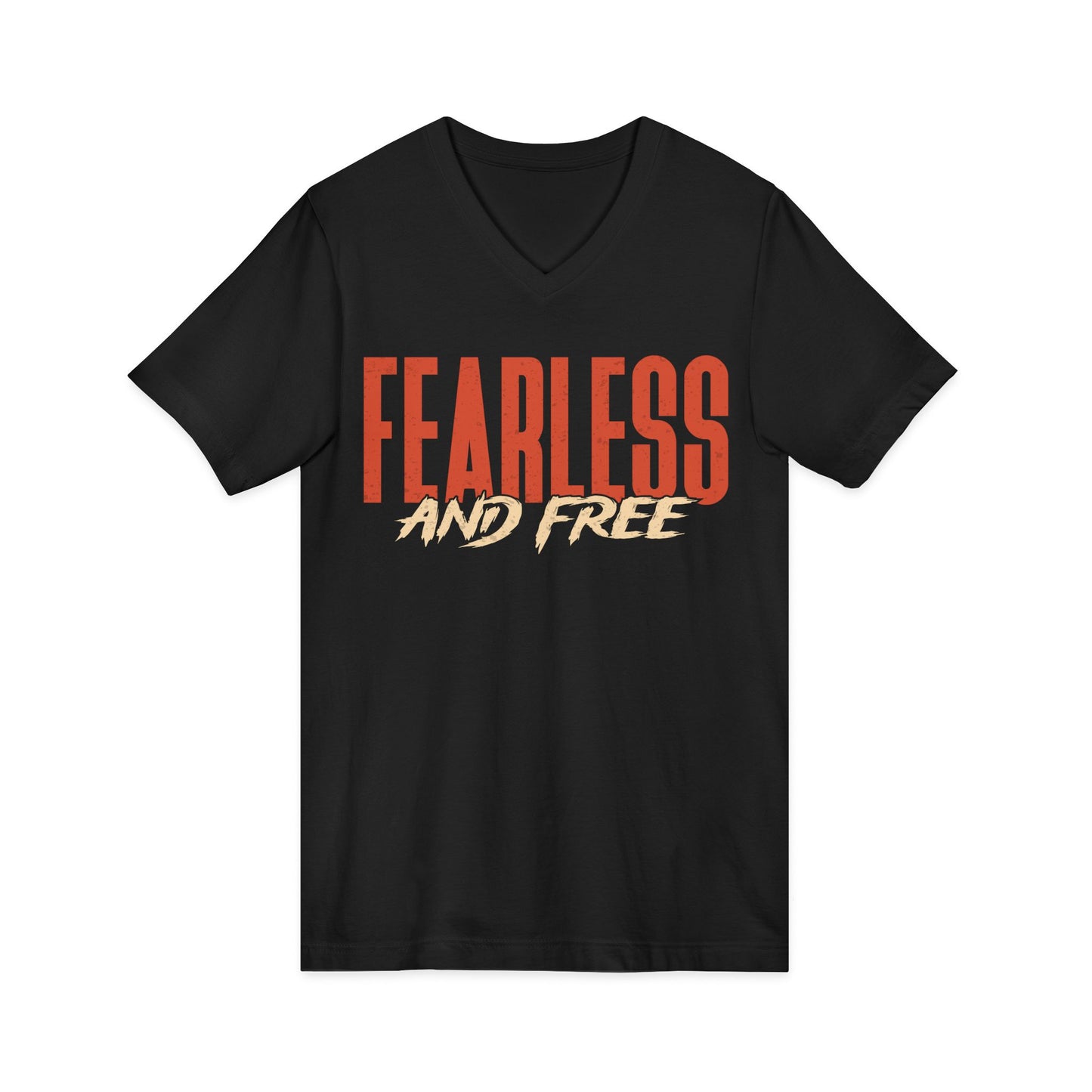 "Fearless & Free” Women’s V-Neck Christian T-Shirt | 2 Timothy 1:7 Scripture Tee