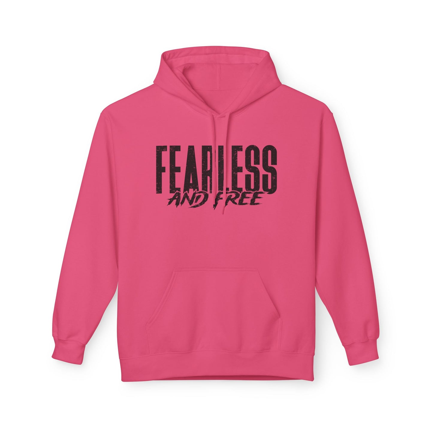“Fearless & Free” Christian Hoodie – Black Print | 2 Timothy 1:7 | Bold Faithwear for Men & Women