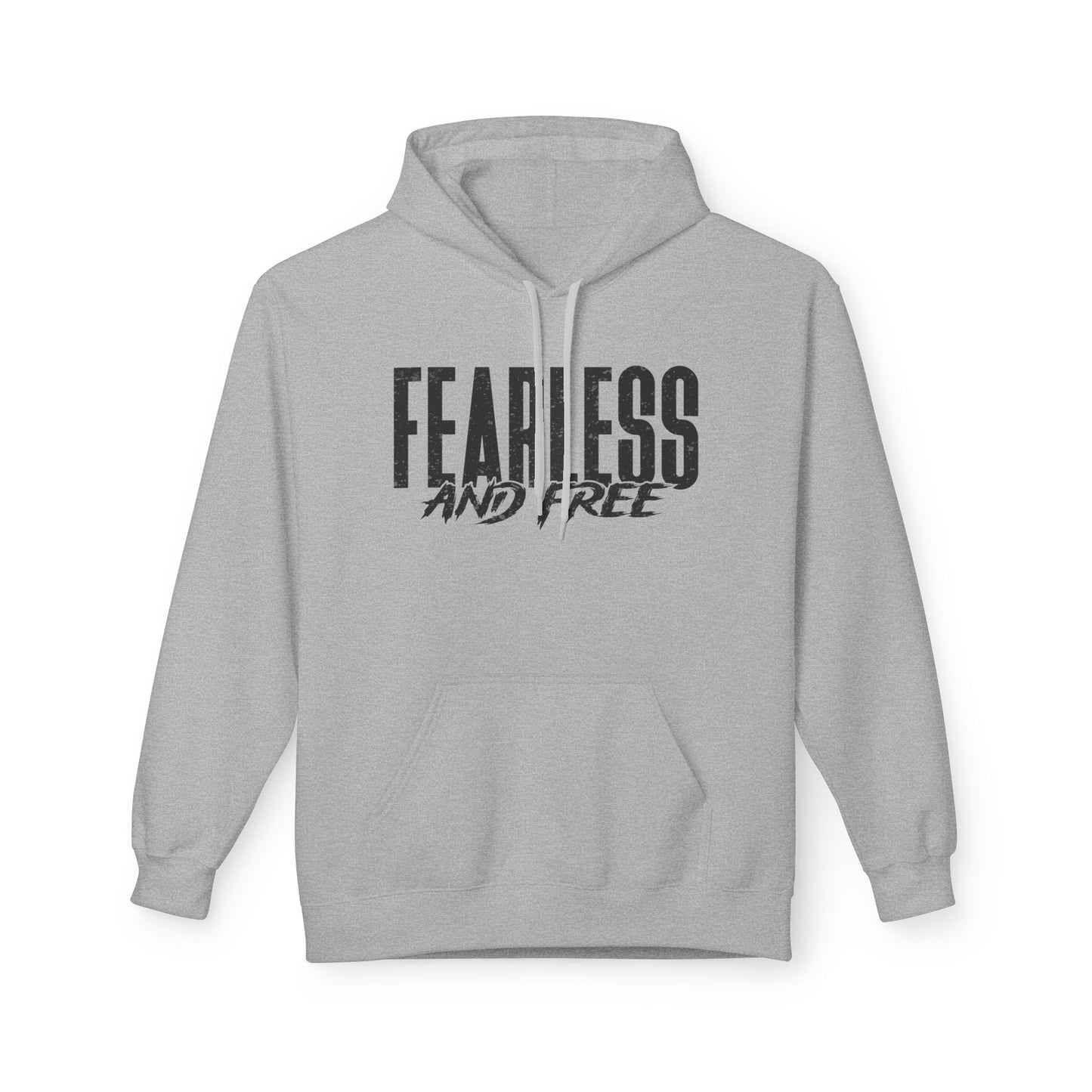 “Fearless & Free” Christian Hoodie – Black Print | 2 Timothy 1:7 | Bold Faithwear for Men & Women