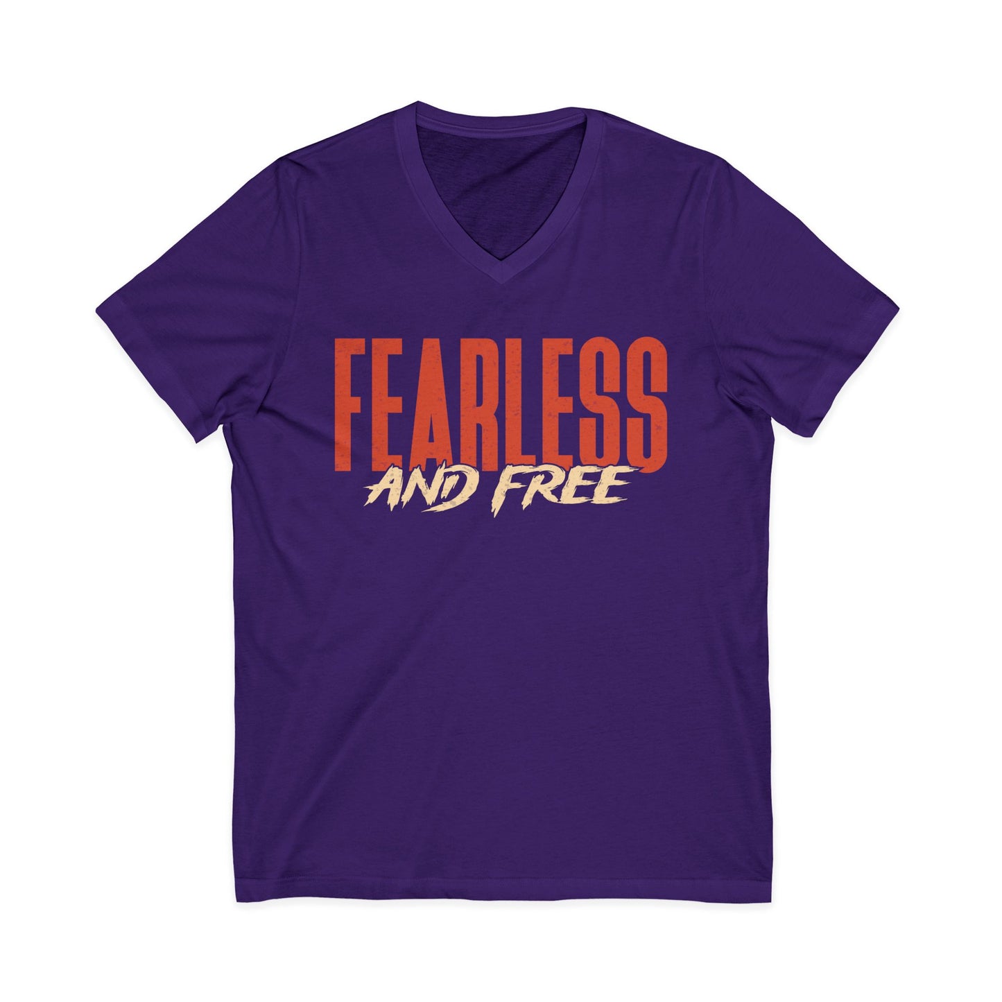 "Fearless & Free” Women’s V-Neck Christian T-Shirt | 2 Timothy 1:7 Scripture Tee