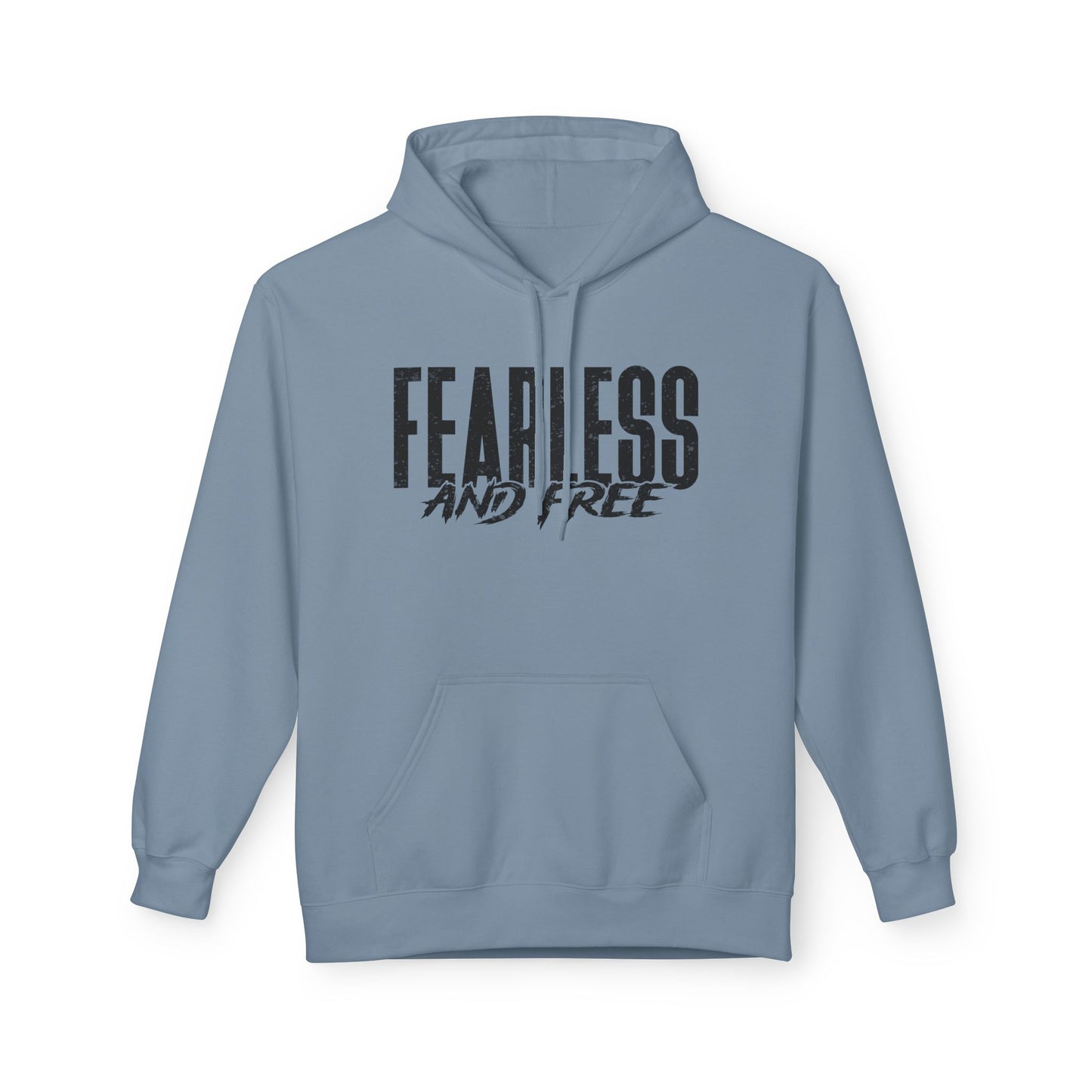 “Fearless & Free” Christian Hoodie – Black Print | 2 Timothy 1:7 | Bold Faithwear for Men & Women