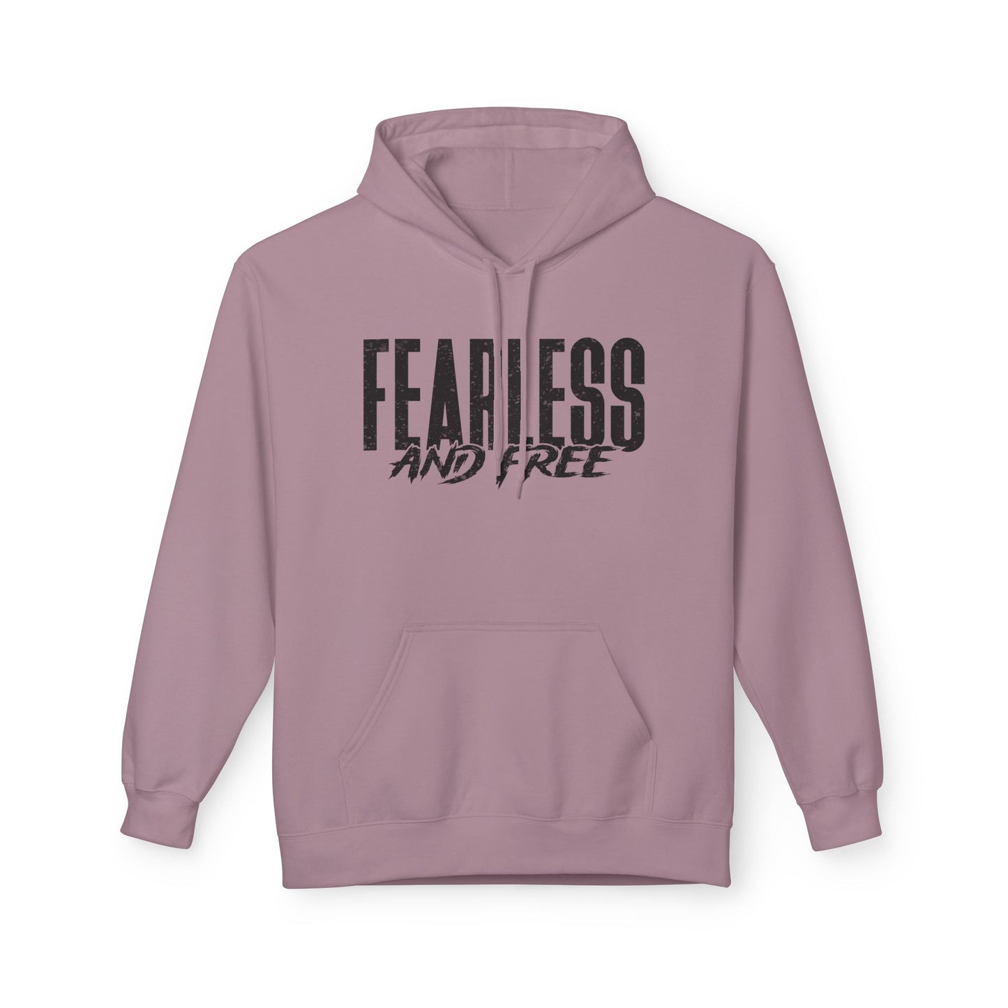 “Fearless & Free” Christian Hoodie – Black Print | 2 Timothy 1:7 | Bold Faithwear for Men & Women