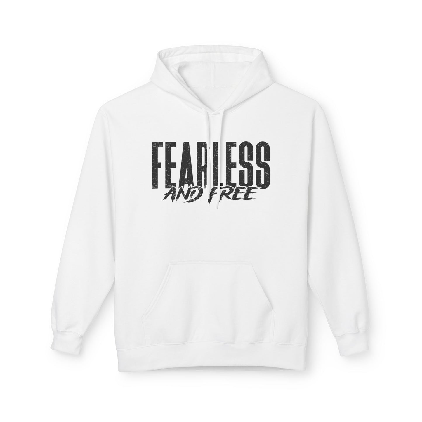 “Fearless & Free” Christian Hoodie – Black Print | 2 Timothy 1:7 | Bold Faithwear for Men & Women