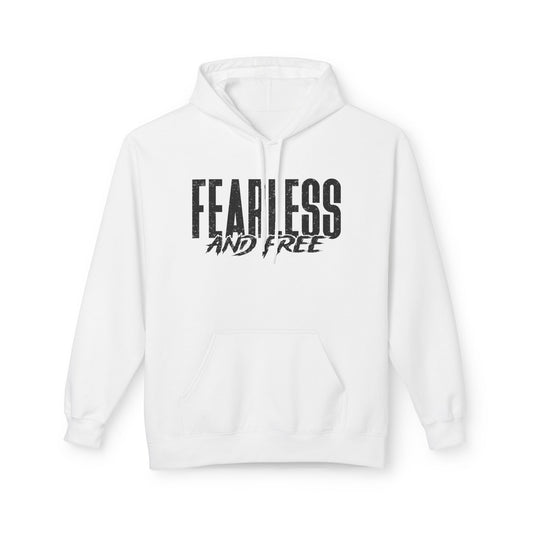 “Fearless & Free” Christian Hoodie – Black Print | 2 Timothy 1:7 | Bold Faithwear for Men & Women