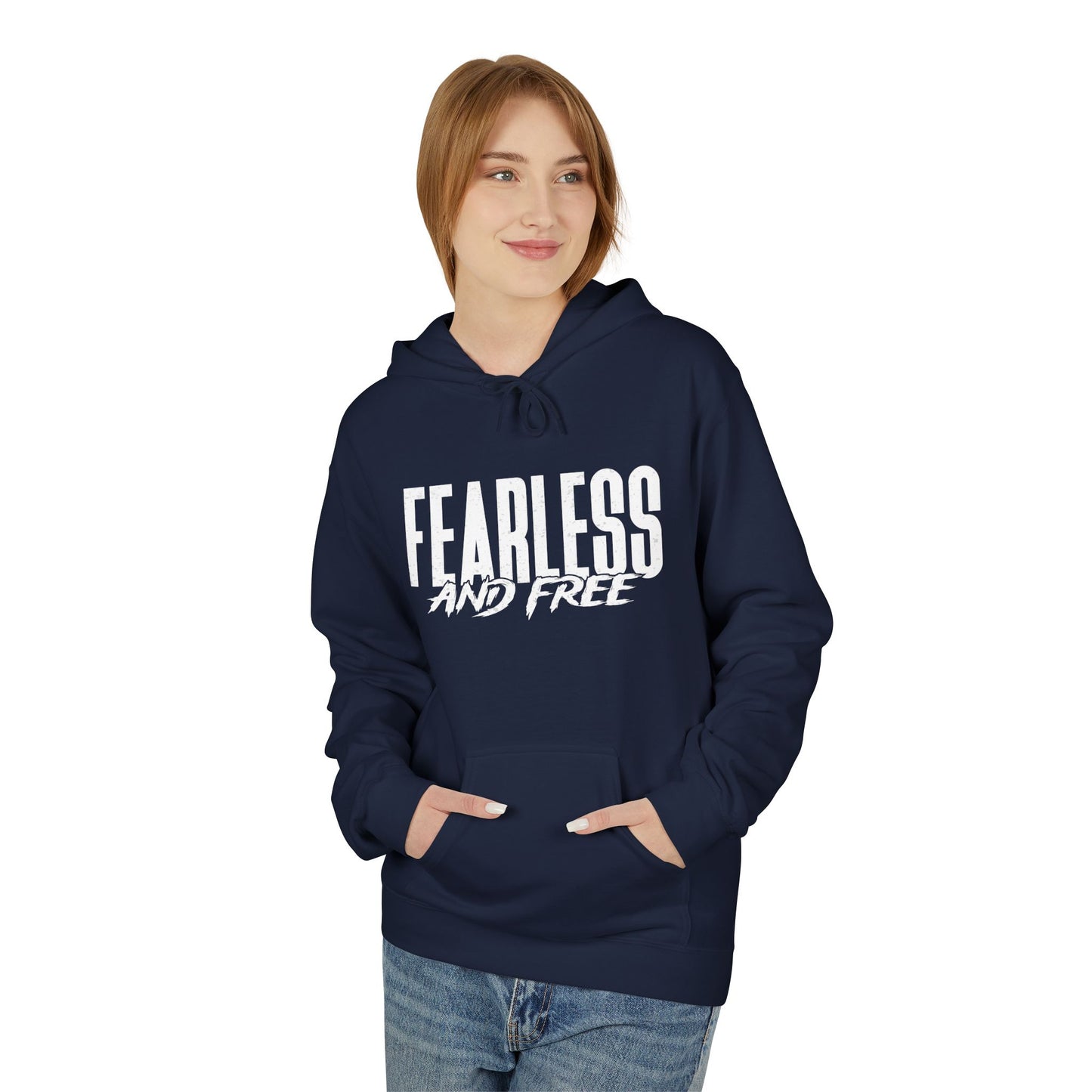 “Fearless & Free” Christian Hoodie – White Print | 2 Timothy 1:7 | Power • Love • Sound Mind