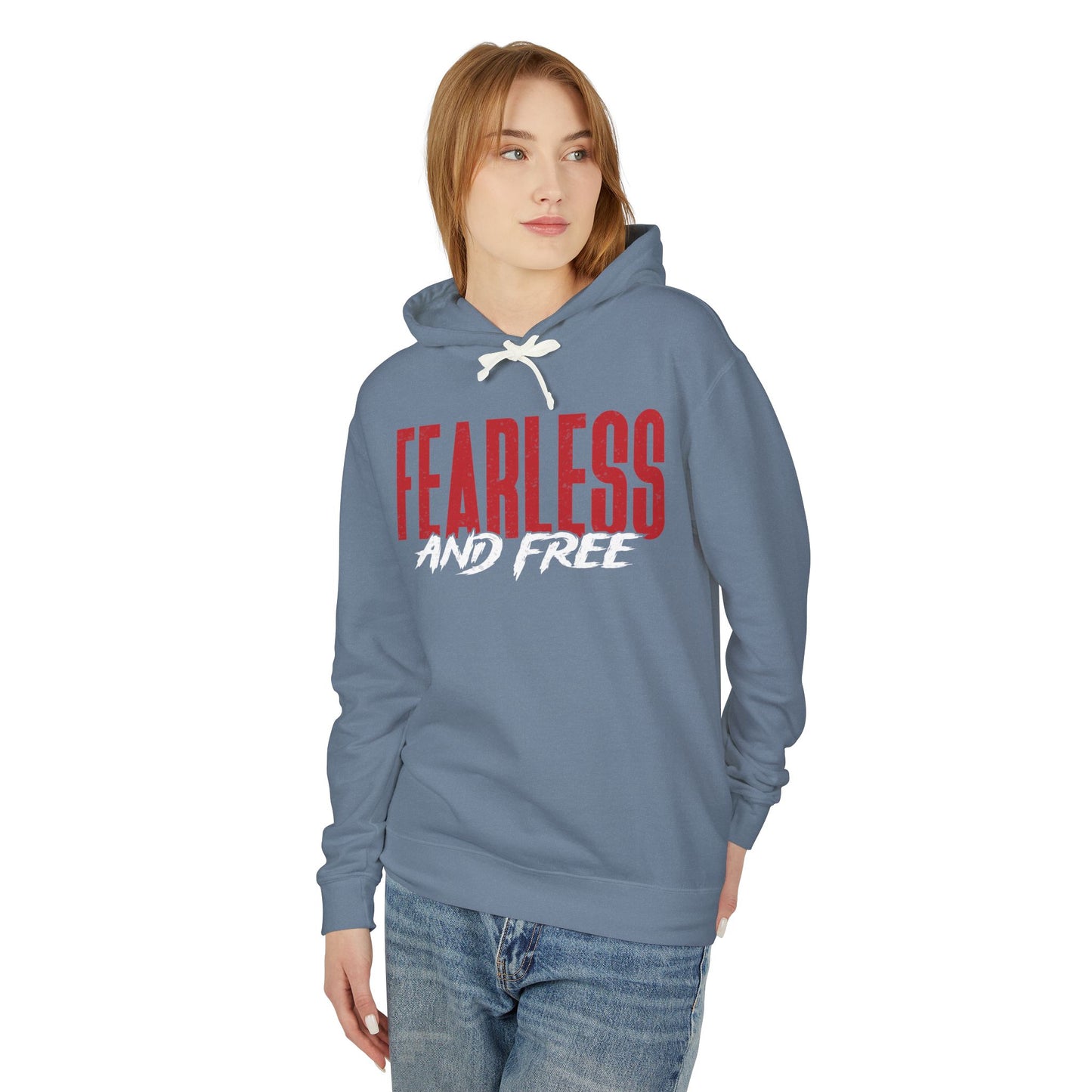 "Fearless & Free" Hoodie – Red & White Edition | Power • Love • Sound Mind