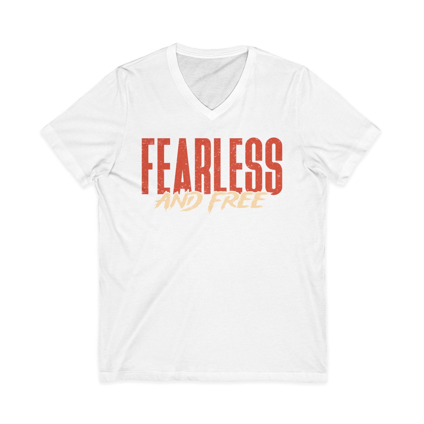 "Fearless & Free” Men’s V-Neck Christian T-Shirt | Power • Love • Sound Mind – 2 Tim 1:7
