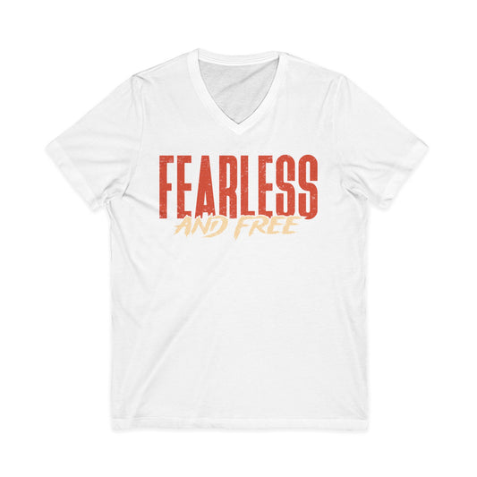 "Fearless & Free” Men’s V-Neck Christian T-Shirt | Power • Love • Sound Mind – 2 Tim 1:7