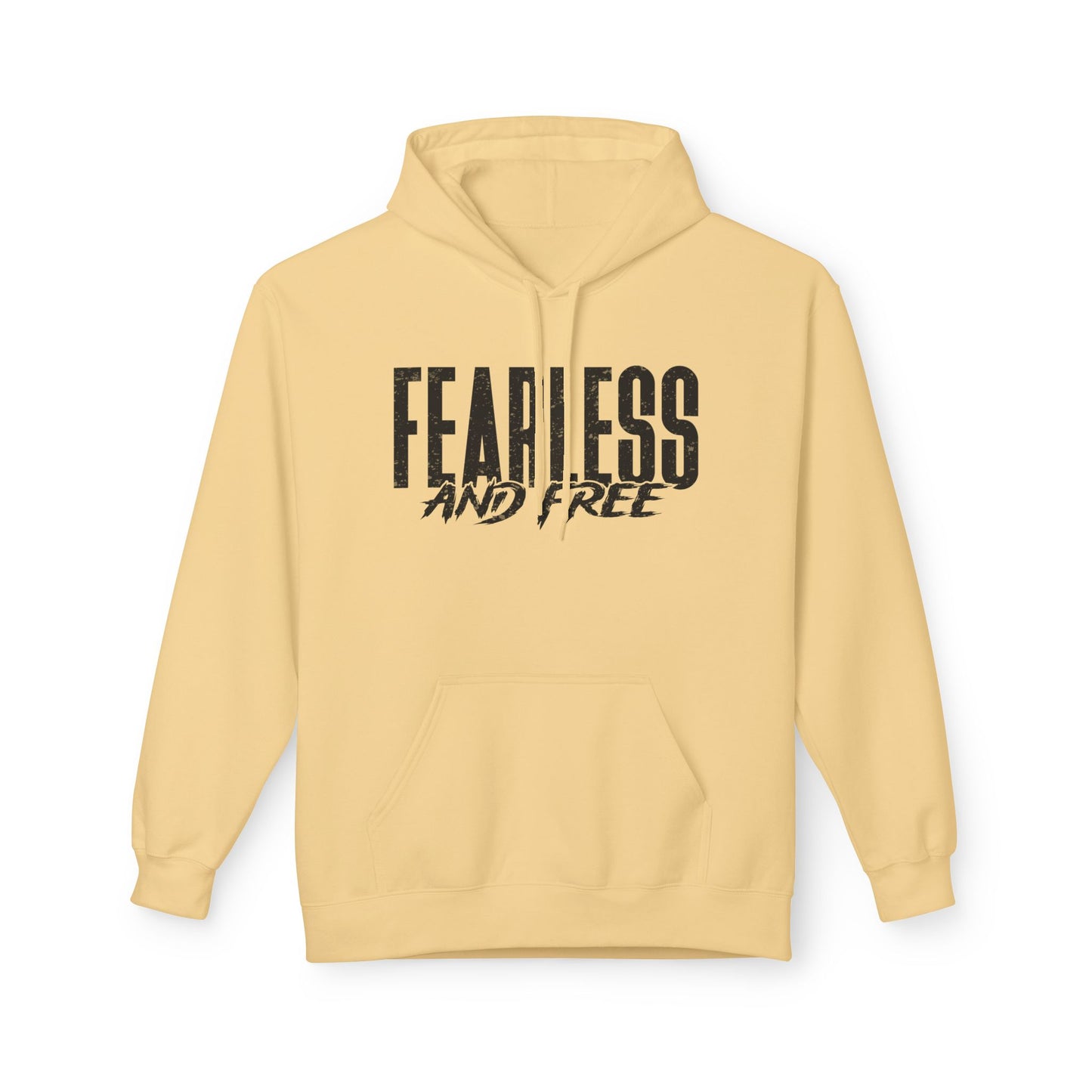 “Fearless & Free” Christian Hoodie – Black Print | 2 Timothy 1:7 | Bold Faithwear for Men & Women