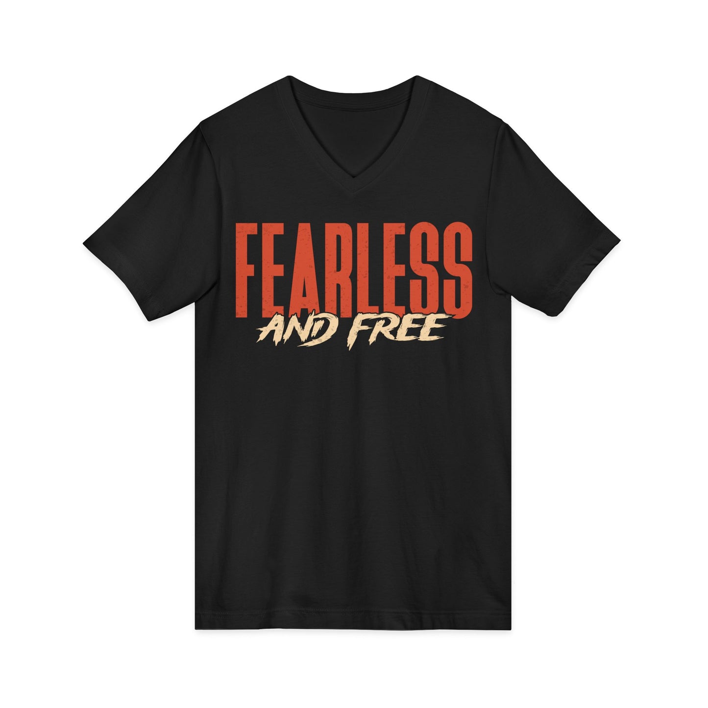 "Fearless & Free” Men’s V-Neck Christian T-Shirt | Power • Love • Sound Mind – 2 Tim 1:7