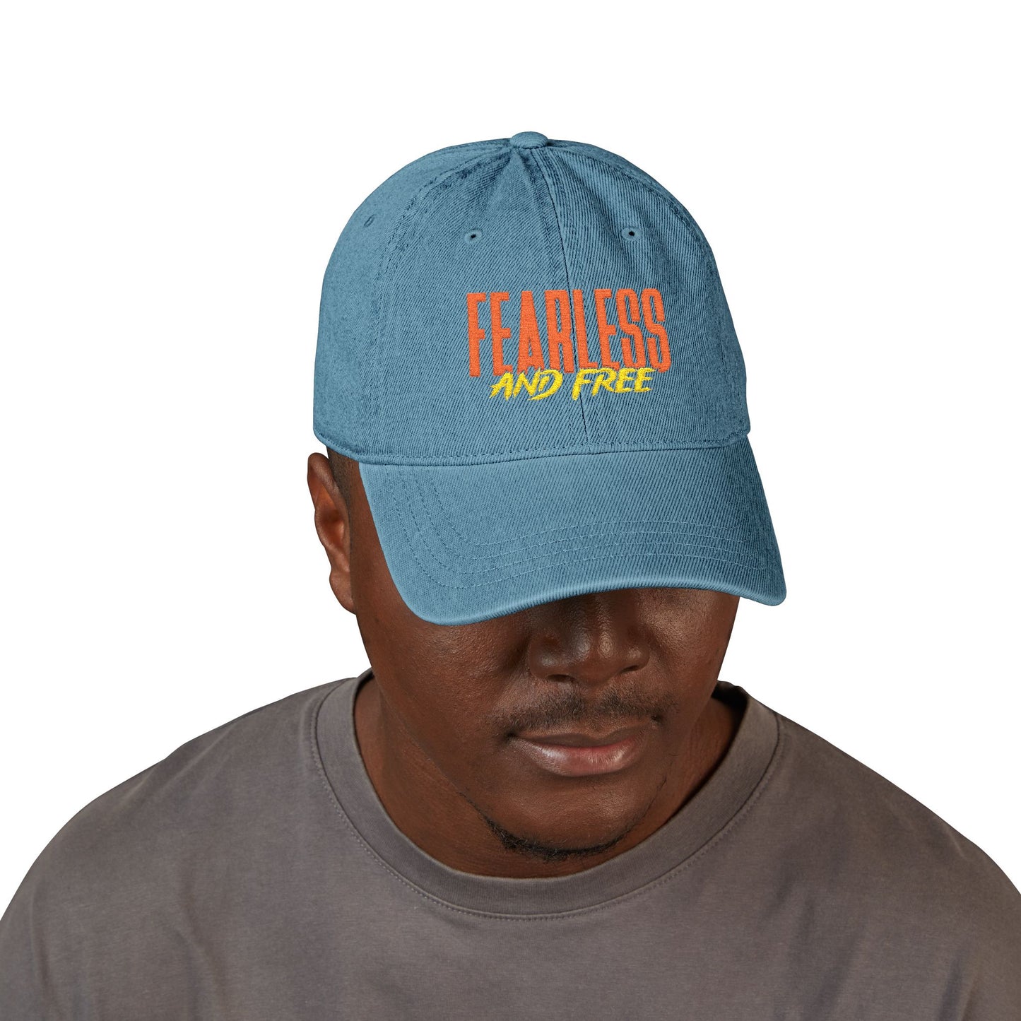 Fearless & Free Embroidered Denim Hat — Casual Women's Embroidery Cap