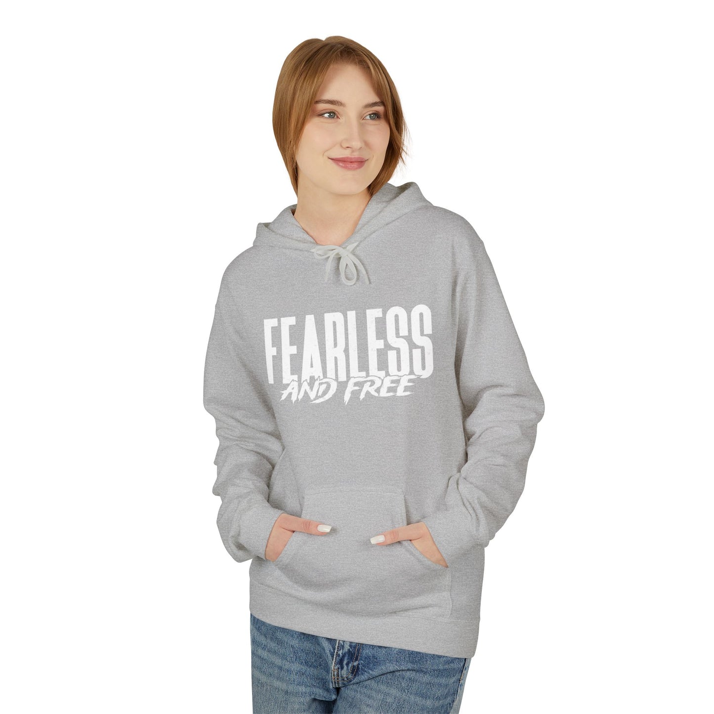 “Fearless & Free” Christian Hoodie – White Print | 2 Timothy 1:7 | Power • Love • Sound Mind