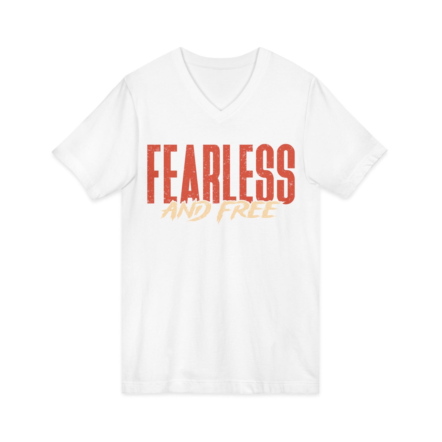 "Fearless & Free” Women’s V-Neck Christian T-Shirt | 2 Timothy 1:7 Scripture Tee