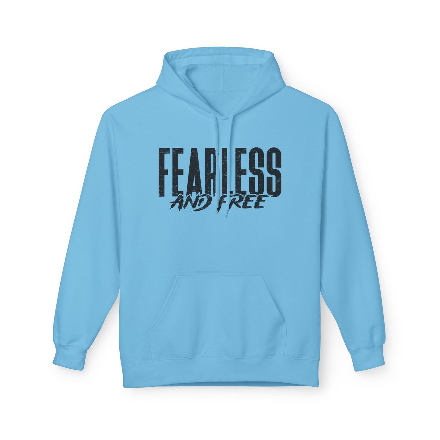“Fearless & Free” Christian Hoodie – Black Print | 2 Timothy 1:7 | Bold Faithwear for Men & Women