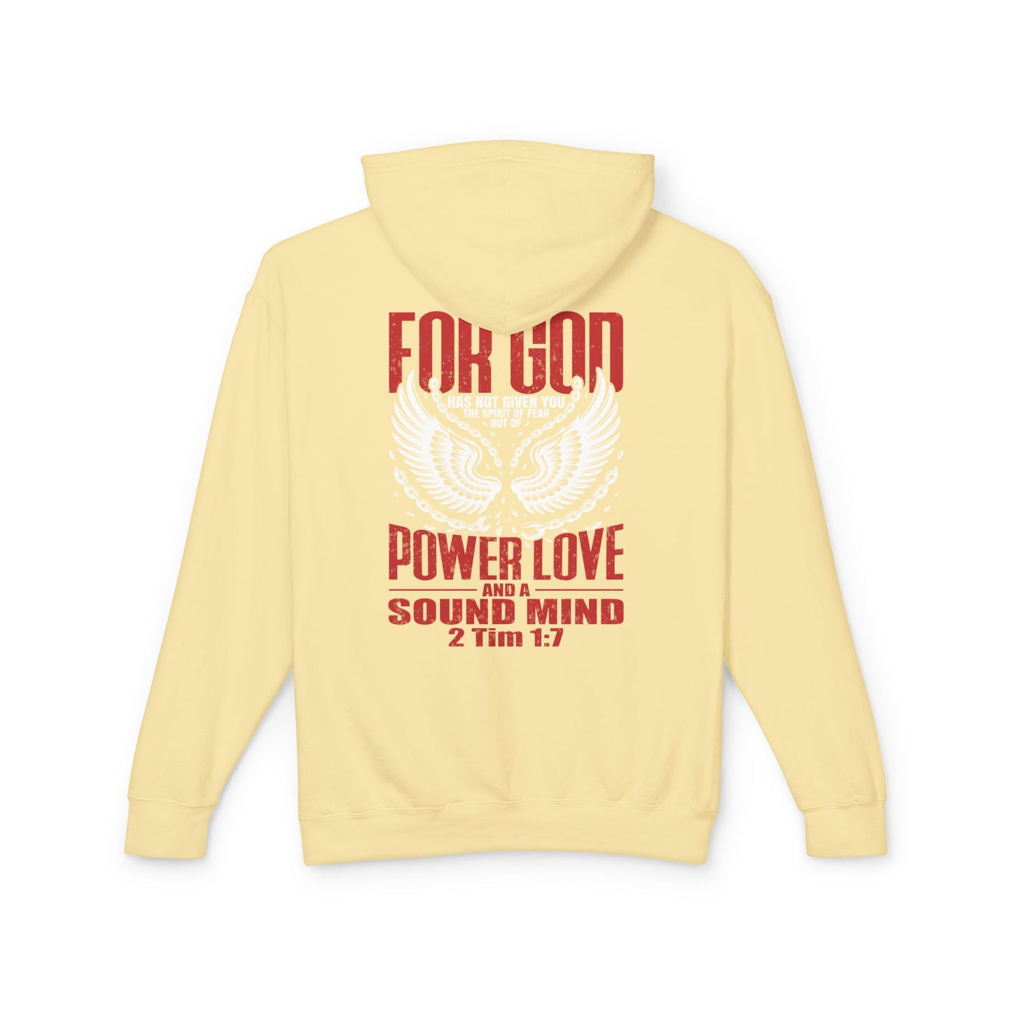 "Fearless & Free" Hoodie – Red & White Edition | Power • Love • Sound Mind
