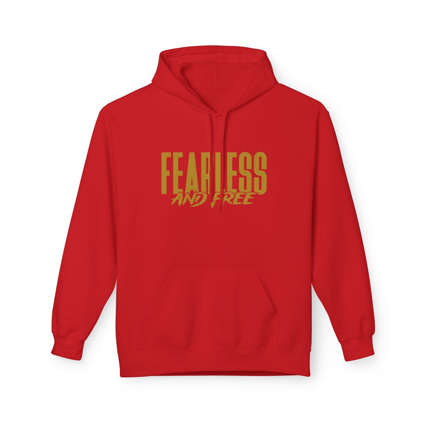 “Fearless & Free” Christian Hoodie – Gold Print | 2 Timothy 1:7 Scripture | Faith Over Fear
