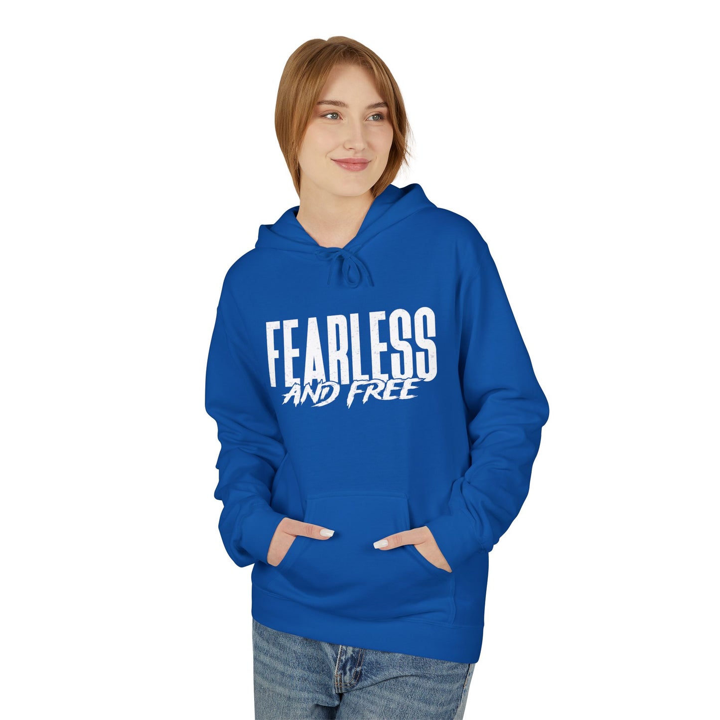 “Fearless & Free” Christian Hoodie – White Print | 2 Timothy 1:7 | Power • Love • Sound Mind