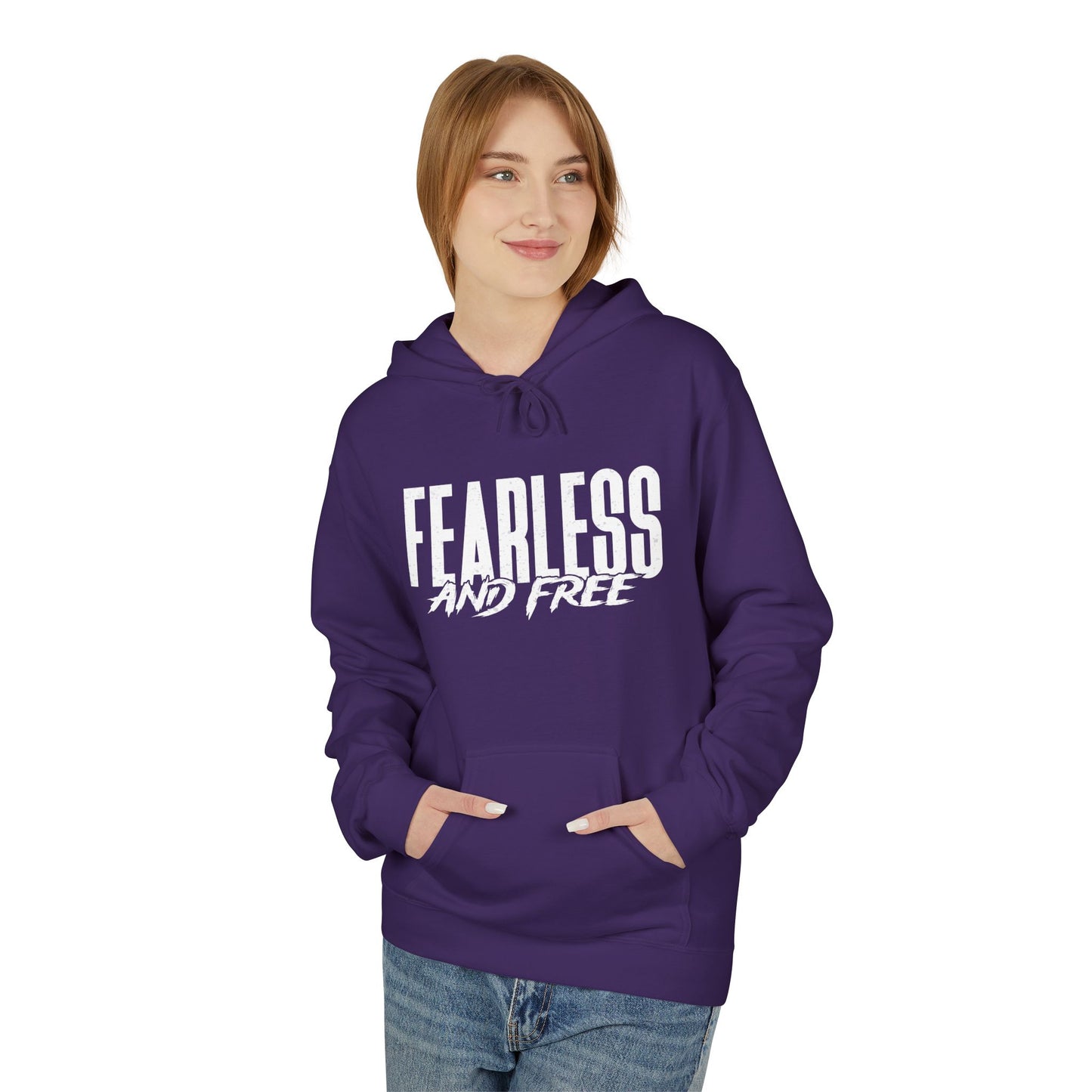 “Fearless & Free” Christian Hoodie – White Print | 2 Timothy 1:7 | Power • Love • Sound Mind