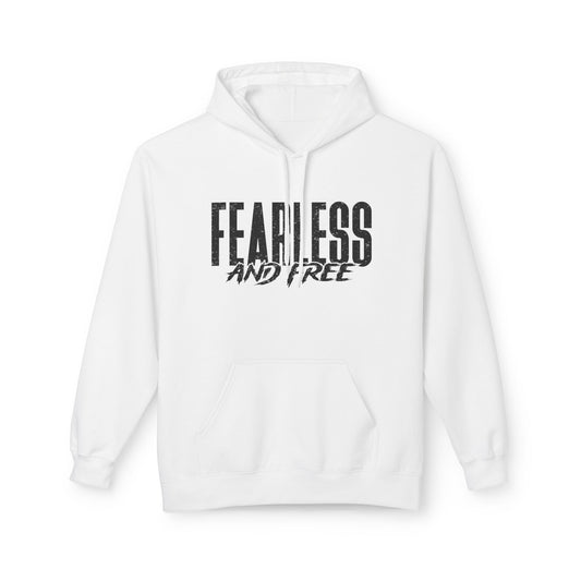 “Fearless & Free” Christian Hoodie – Black Print | 2 Timothy 1:7 | Bold Faithwear for Men & Women