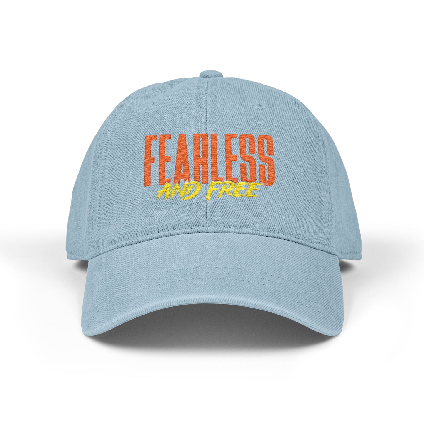 Fearless & Free Embroidered Denim Hat — Casual Women's Embroidery Cap